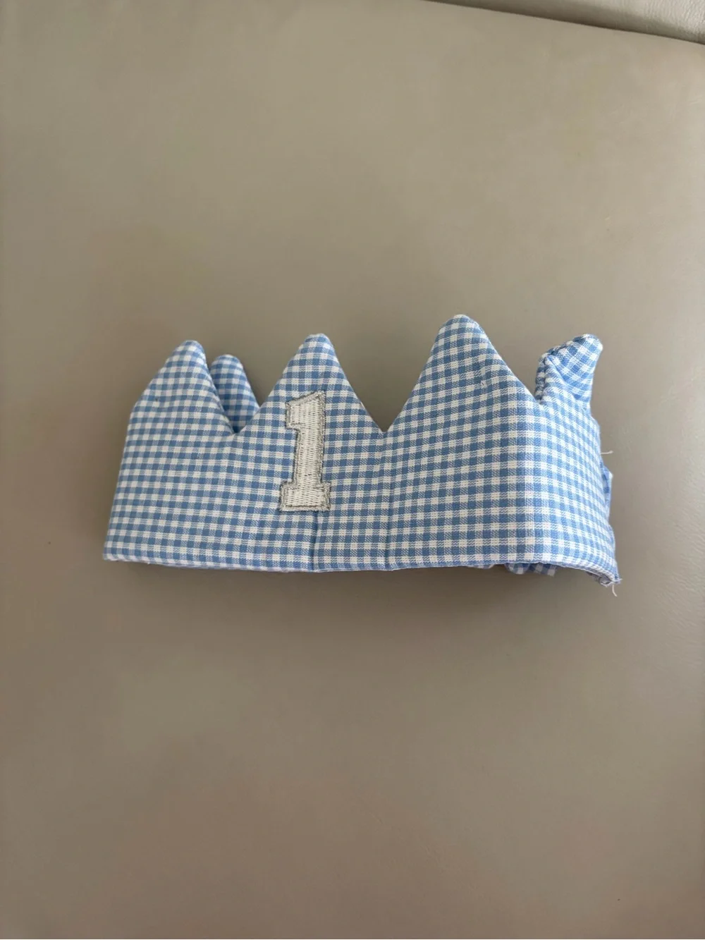 Baby Boys Light Blue Seersucker 1st Birthday Romper & Crown Set
